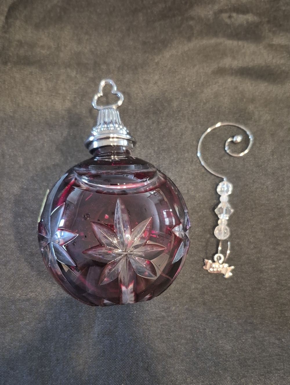 Waterford 2007 Cased Ruby Ball Christmas Ornament Signed